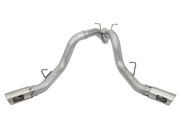 aFe ATLAS 4in DPF-Back Alum Steel Exhaust System w/Dual Exit Polished Tip 2017 GM Duramax 6.6L (td) image 2