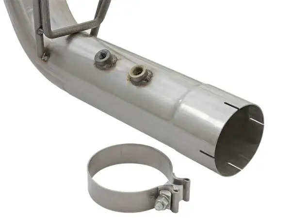 aFe ATLAS 4in DPF-Back Alum Steel Exhaust System w/Dual Exit Polished Tip 2017 GM Duramax 6.6L (td) image 5
