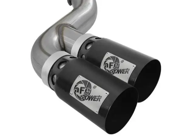 aFe Power 15-16 Ford F250/F350 6.7L Diesel Rebel XD 4in 409 SS DPF-Back Exhaust System - Black Tips image 2