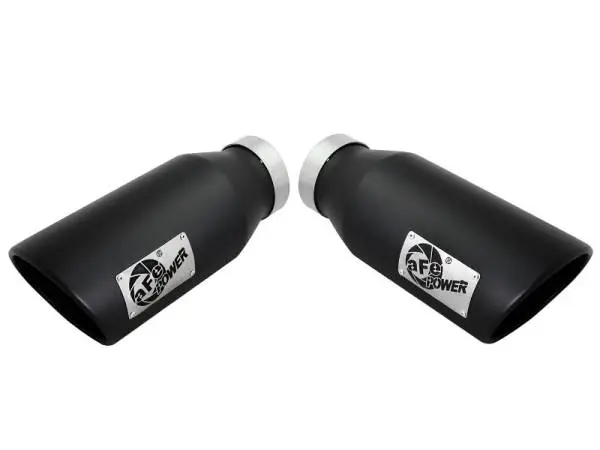 aFe Large Bore-HD 4in 409 Stainless Steel DPF-Back Exhaust w/Black Tip 15-16 Ford Diesel V8 Trucks image 2
