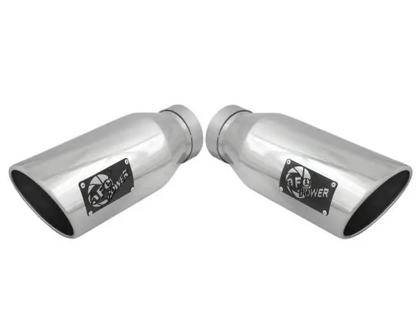 aFe Large Bore-HD 4in 409 Stainless Steel DPF-Back Exhaust w/Polished Tips 15-16 Ford Diesel Truck image 2
