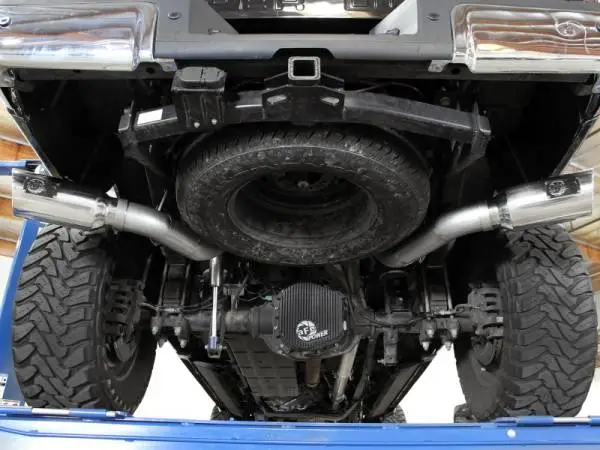 aFe Large Bore-HD 4in 409 Stainless Steel DPF-Back Exhaust w/Polished Tips 15-16 Ford Diesel Truck image 3