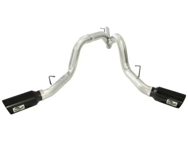 aFe MachForce XP Exhaust 4inch DP-Back All SS 2011-14 GM Diesel Trucks V8-6.6L LML Black Tips image 3