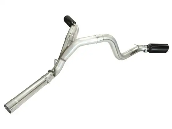 aFe MachForce XP Exhaust 4inch DP-Back All SS 2011-14 GM Diesel Trucks V8-6.6L LML Black Tips image 4
