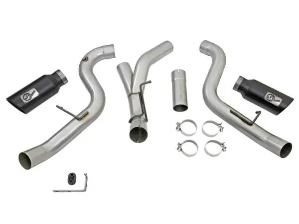 aFe LARGE Bore HD 4in Dual DPF-Back SS Exhaust w/Black Tip 16-17 GM Diesel Truck V8-6.6L (td) LML thumbnail 7