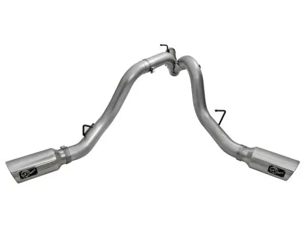 aFe LARGE Bore HD 4in Dual DPF-Back SS Exhaust w/Polished Tip 16-17 GM Diesel Truck V8-6.6L (td) LML image 4