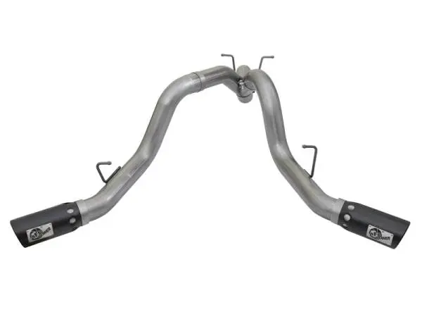 aFe LARGE BORE-HD 4in 409-SS DPF-Back Exhaust w/Dual Black Tips 2017 GM Duramax V8-6.6L (td) L5P image 2