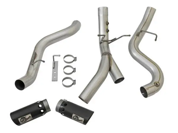 aFe LARGE BORE-HD 4in 409-SS DPF-Back Exhaust w/Dual Black Tips 2017 GM Duramax V8-6.6L (td) L5P image 6