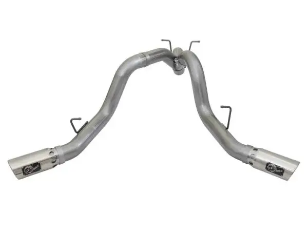 aFe Large Bore-HD 4in 409-SS DPF-Back Exhaust w/Dual Polished Tips 2017 GM Duramax V8-6.6L (td) L5P image 2