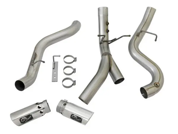 aFe Large Bore-HD 4in 409-SS DPF-Back Exhaust w/Dual Polished Tips 2017 GM Duramax V8-6.6L (td) L5P image 6