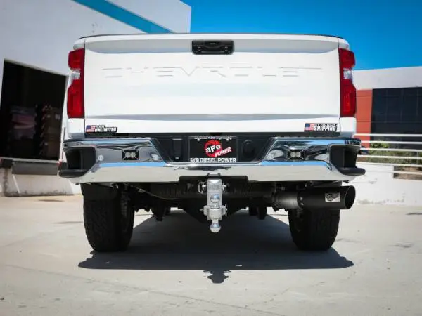 aFe Large Bore-HD 5 IN 409 SS DPF-Back Exhaust System w/Black Tip 20-21 GM Truck V8-6.6L thumbnail 3
