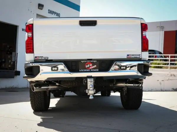 aFe Large Bore-HD 4in 409SS DPF-Back Exhaust System w/Polished Tips 20 GM Diesel Trucks V8-6.6L thumbnail 3