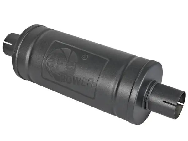 aFe MACH Force-Xp 409 SS Muffler w/ Black finish 2-1/2in Inlet & Outlet 14in x 16in Diameter