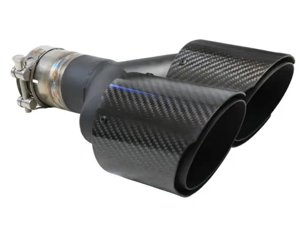 aFe Takeda 2.5in 304 Stainless Steel Clamp-on Exhaust Tip Passenger Side 2.5in Inlet 4inDual-Carbon