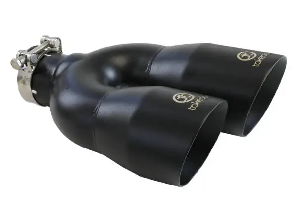 aFe Takeda 2.5in 304 Stainless Steel Clamp-on Exhaust Tip Driver Side 2.5in Inlet 4inDual-Black