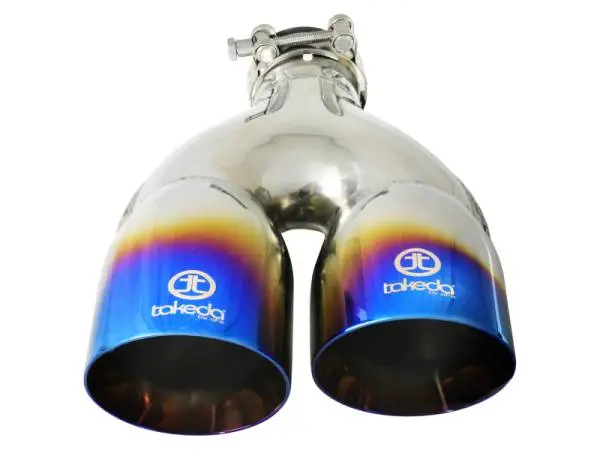 aFe Takeda 2.5in 304 Stainless Steel Clamp-on Exhaust Tip Passenger Side 2.5in Inlet 4inDual - Blue thumbnail 3