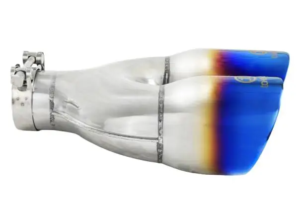 aFe Takeda 2.5in 304 Stainless Steel Clamp-on Exhaust Tip Driver Side 2.5in Inlet 4inDual-Blue Flame thumbnail 2