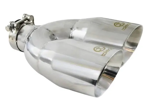 aFe Takeda 2.5in 304 Stainless Steel Clamp-on Tip Passenger Side 2.5in Inlet 4inDual - Polished