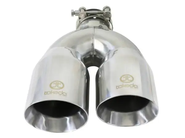 aFe Takeda 2.5in 304 Stainless Steel Clamp-on Tip Passenger Side 2.5in Inlet 4inDual - Polished thumbnail 3