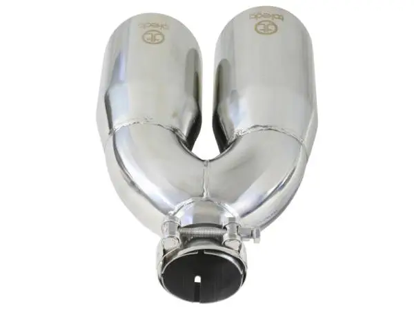 aFe Takeda 2.5in 304 Stainless Steel Clamp-on Tip Passenger Side 2.5in Inlet 4inDual - Polished thumbnail 4