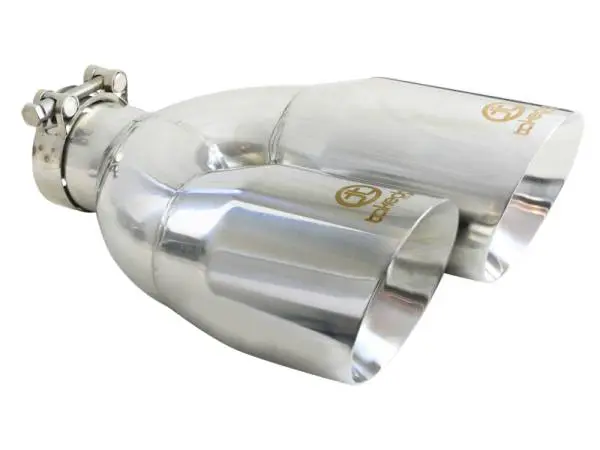aFe Takeda 2.5in 304 Stainless Steel Clamp-on Exhaust Tip Drivers Side 2.5in Inlet 4inDual- Polished
