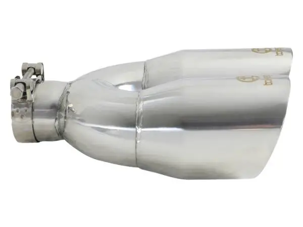 aFe Takeda 2.5in 304 Stainless Steel Clamp-on Exhaust Tip Drivers Side 2.5in Inlet 4inDual- Polished thumbnail 2