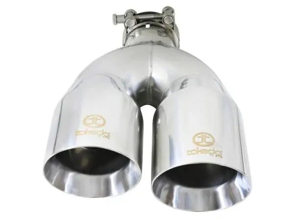 aFe Takeda 2.5in 304 Stainless Steel Clamp-on Exhaust Tip Drivers Side 2.5in Inlet 4inDual- Polished thumbnail 3
