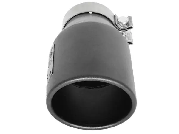 aFe MACH Force-Xp 3in 304 SS Metallic Black Exhaust Tip 3in In x 4-1/2in Out x 9in L Bolt-On Left thumbnail 3