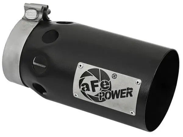 aFe Rebel XD Series Universal Exhaust Tip 4 IN Inlet x 5 IN Outlet x 10 IN L- Black Right Side Exit