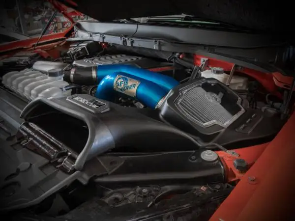 aFe 21-22 Ford F-150 Raptor V6-3.5L(tt) Momentum XP Cold Air Intake System Blue w/ Pro Dry S Filter image 3