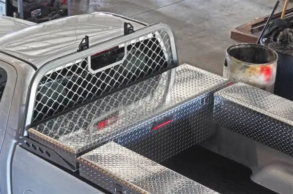 Deezee Universal Aluminum Front Truck Cargo Management Cab Rack Silver Mesh thumbnail 4