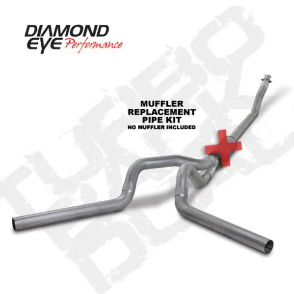 Diamond Eye KIT 4in Turbo Back MFLR RPLCMENT PIPE DUAL AL: 94-02 DODGE CUMMINS 5.9L