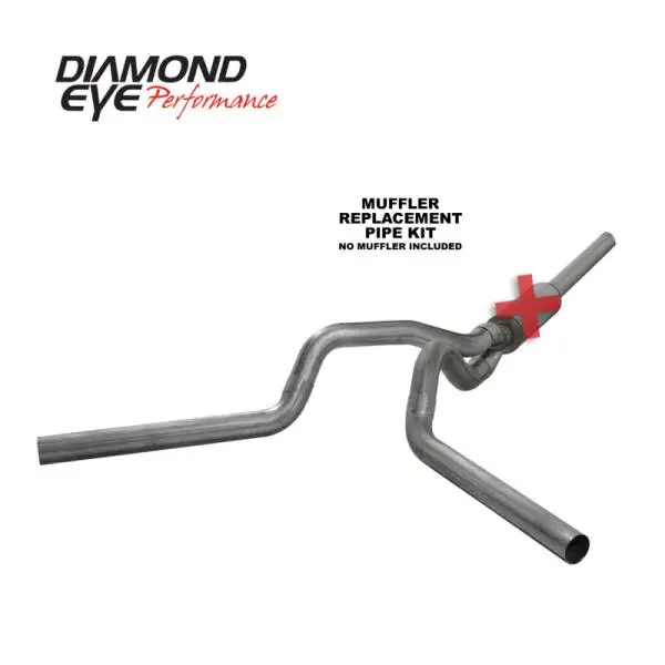 Diamond Eye KIT 4in Catback MFLR RPLCMENT PIPE DUAL SS: 2004.5-2007.5 DODGE CUMMINS 600 image 3