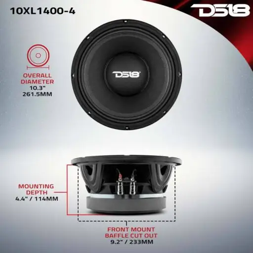 DS18 10in 700 Watts RMS 4 ohm Mid-Range Loudspeakers