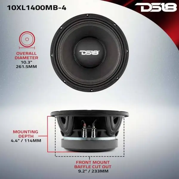 DS18 10in 700 Watts RMS 4 ohm Mid-Bass Loudspeakers thumbnail 2