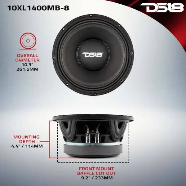DS18 10in 700 Watts RMS 8 ohm Mid-Bass Loudspeakers thumbnail 4