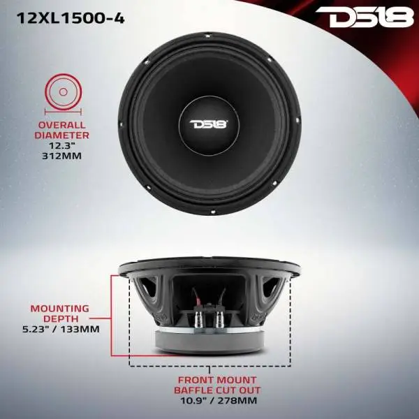 DS18 12in 750 Watts RMS 4 ohm Mid-Range Loudspeakers image 3