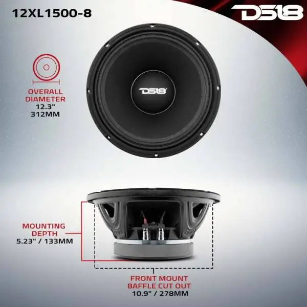 DS18 12in 750 Watts RMS 8 ohm Mid-Range Loudspeakers image 7