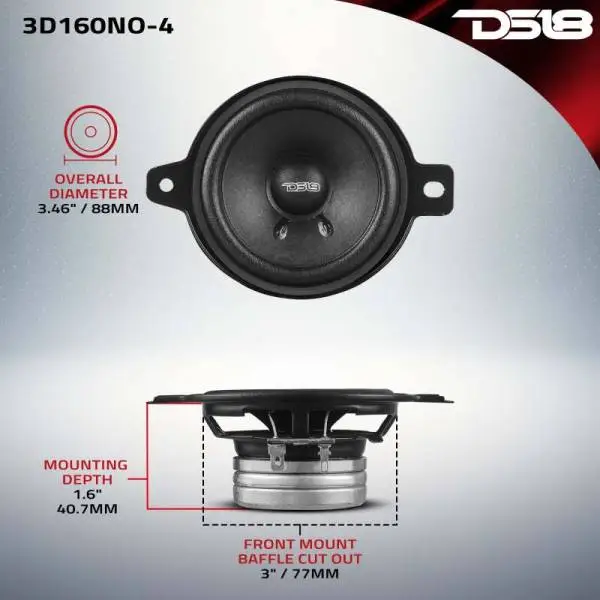 DS18 3in 80 Watts RMS 4 ohm Neodymium Full Range OEM Dashboard Loudspeakers image 3