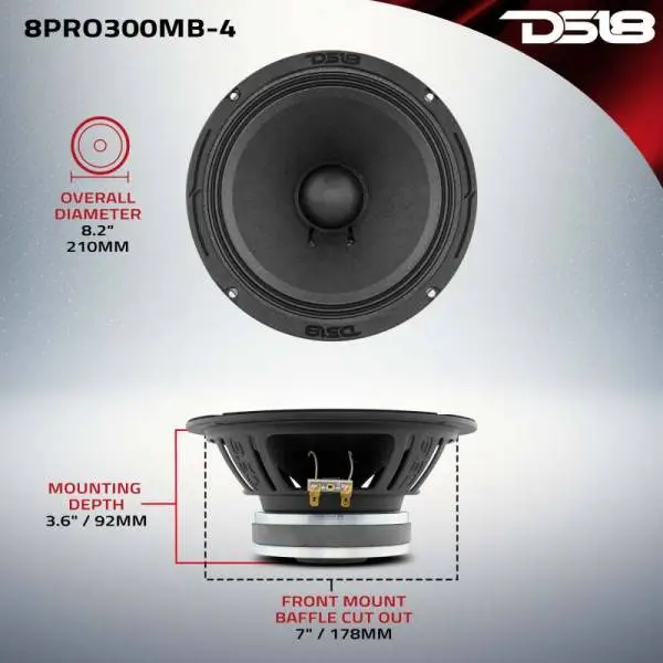 DS18 8in 150 Watts RMS 8 ohm Mid-Bass Loudspeaker image 2