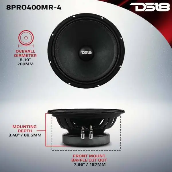 DS18 8in 200 Watts RMS 4 ohm Mid-Range Loudspeaker High Sensitivity 104dB image 3