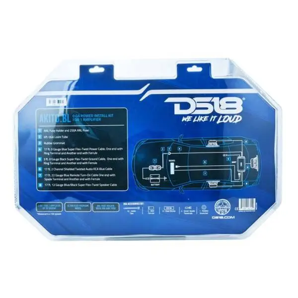 DS18 0-GA Amplifier Install Kit Advance- Blue thumbnail 3