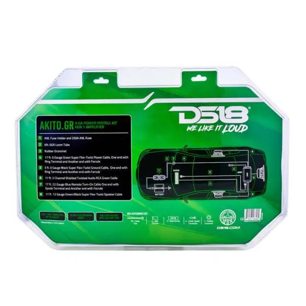 DS18 0-GA Amplifier Install Kit Advance- Green thumbnail 3