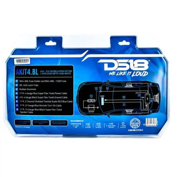 DS18 4-GA Amplifier Install Kit Advance- Blue image 2