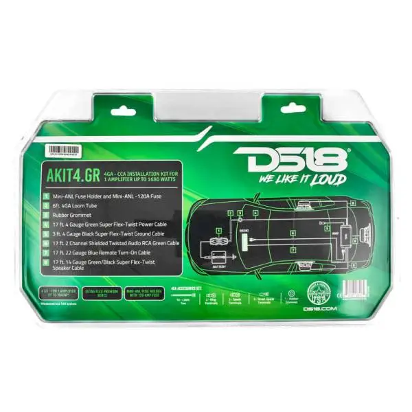 DS18 4-GA Amplifier Install Kit Advance- Green image 2
