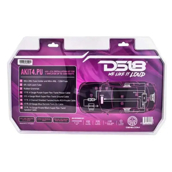 DS18 4-GA Amplifier Install Kit Advance- Purple image 2