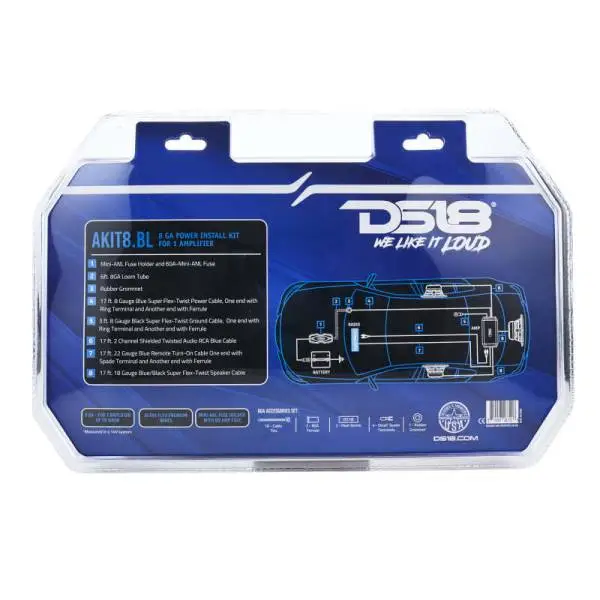 DS18 8-GA Amplifier Install Kit Advance- Blue image 3