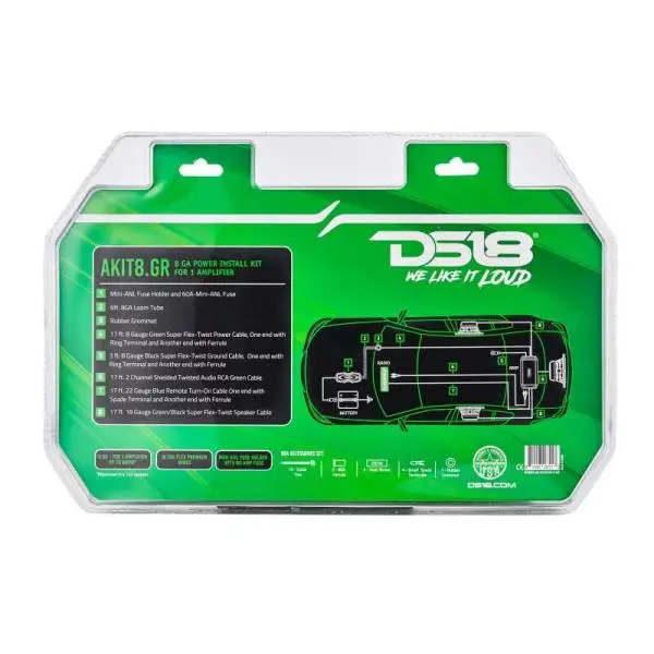 DS18 8-GA Amplifier Install Kit Advance- Green image 3