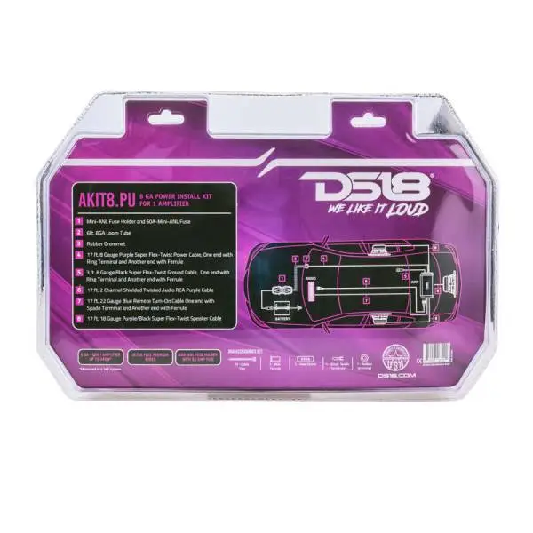 DS18 8-GA Amplifier Install Kit Advance- Purple image 3