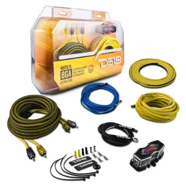 DS18 8-GA Amplifier Install Kit Advance- Yellow